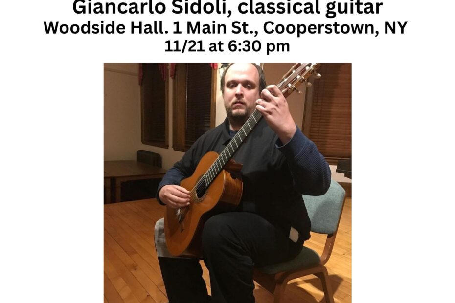 Giancarlo Sidoli, solo classical guitar, performed at Woodside Hall on November 21, 2025.